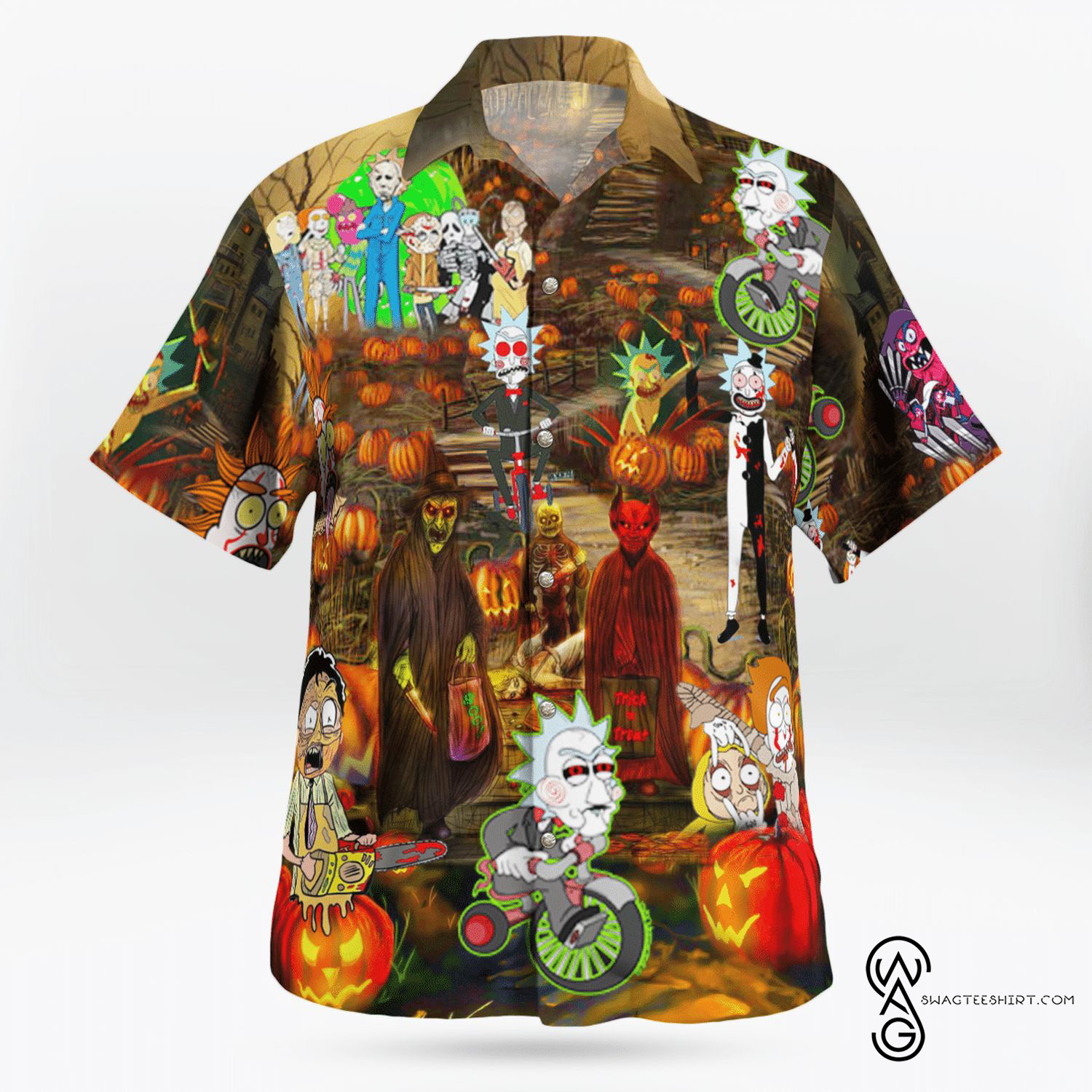 [Top Trending] Rick And Morty IT Pennywise Movie Halloween Casual Summer Beach Full Printing Hawaiian Shirt